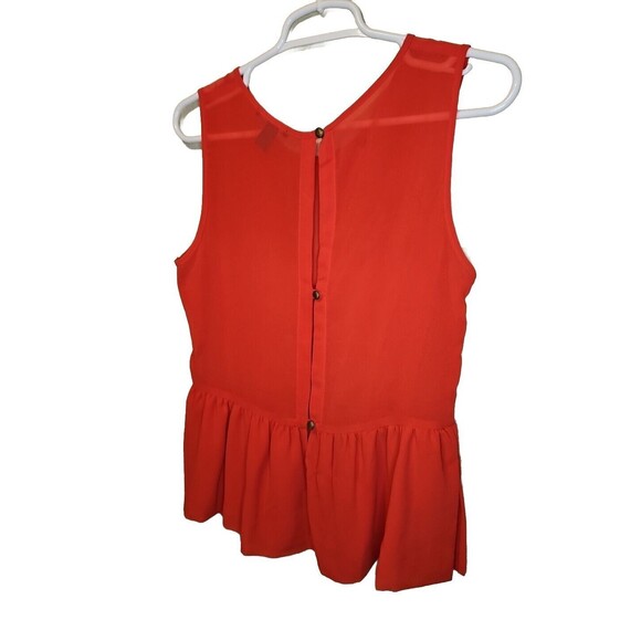 Forever 21 Blouse Womens Size Small Red Twist Front Sleeveless Tank Peplum Top - Picture 5 of 7